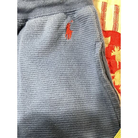 Polo Ralph Lauren Baggy Jogger Pants Men's Large Blue Thermal Waffle Drawstring - Picture 3 of 5
